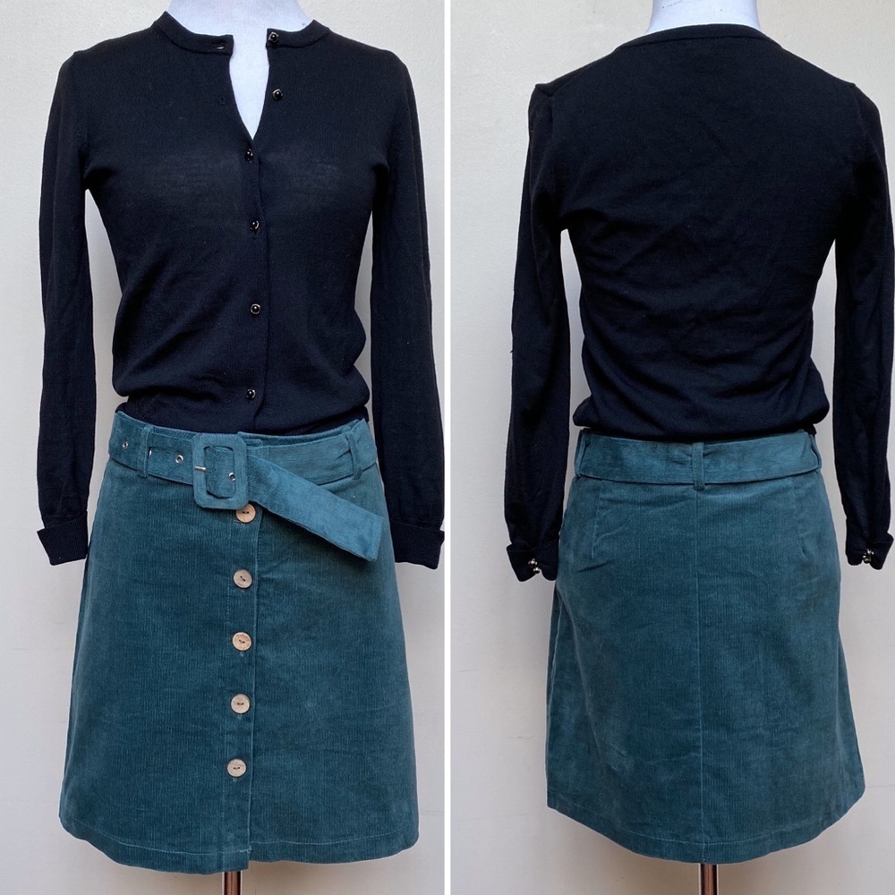 Chocolate Belted Corduroy Miniskirt NWT - Green‎